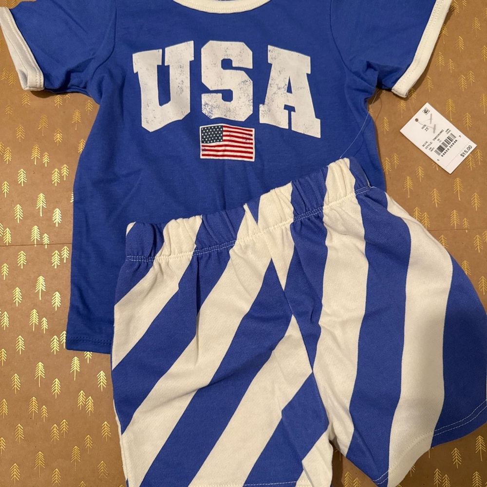 NWT 2T Blue and White USA Kids Outfit
